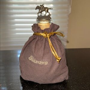 Blanton’s empty Whiskey Bottle horse / jockey cork with letter O and Brown Bag